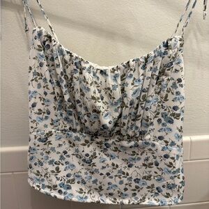 Abercrombie & Fitch White and Blue Floral Crop Top